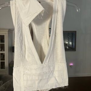 White Cut Out Backless Tank Top